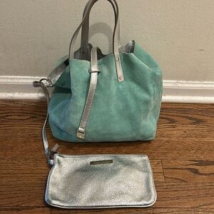 Authentic Tiffany & Co small REVERSIBLE TOTE-  
Worn well on turquoise side!!